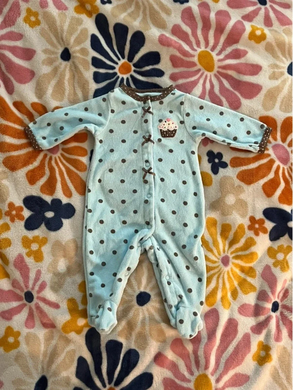 Carter’s Newborn Polka Dot Cupcake Footed Sleeper with Bows